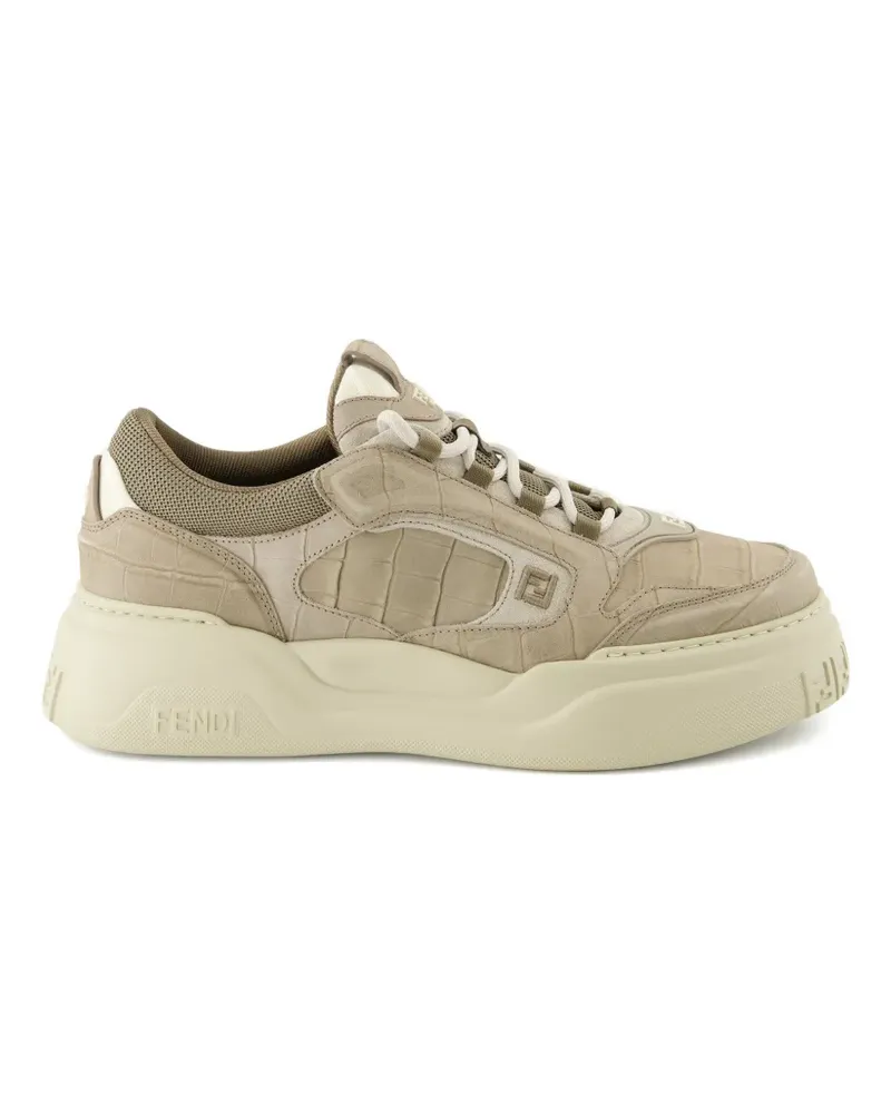 Fendi Force Sneakers mit Kroko-Optik - Grau Grau