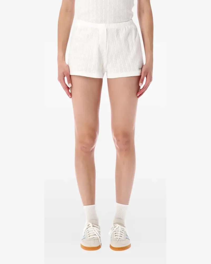 SPORTY & RICH pointelle-knit logo-patch shorts - Weiß Weiß