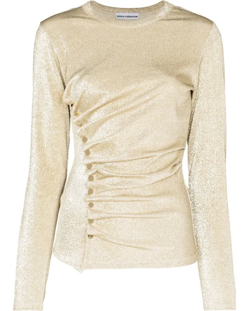 Paco Rabanne Asymmetrisches Langarmshirt im Metallic-Look - Gold Gold