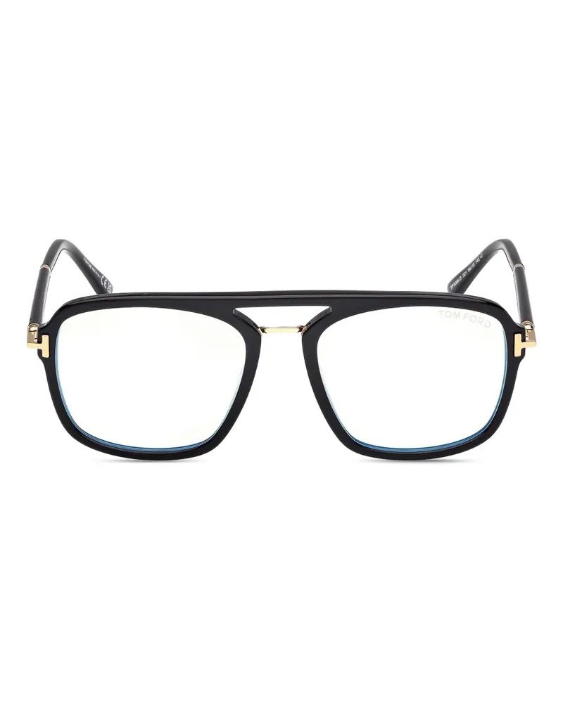 Tom Ford Doppelsteg-Brille mit Scharnierdetail - Schwarz Schwarz
