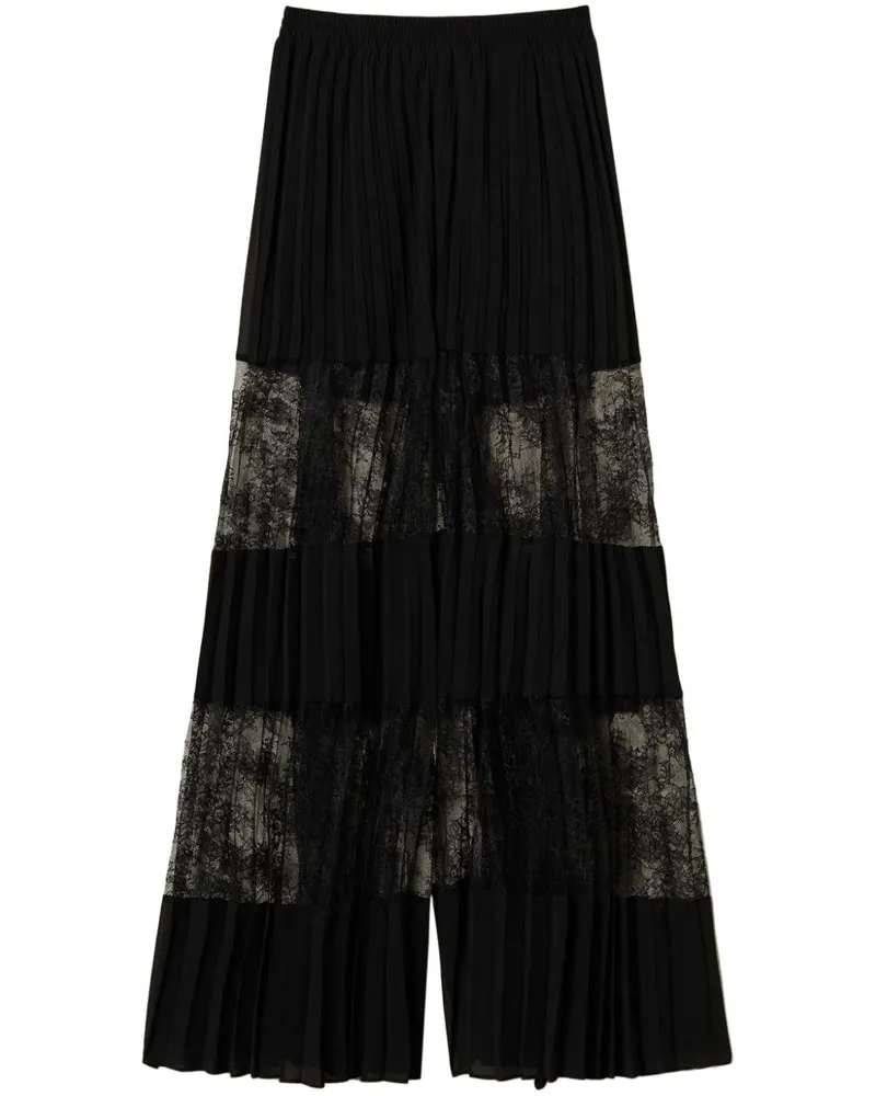 Twin-Set Georgette-Hose mit Falten - Schwarz Schwarz
