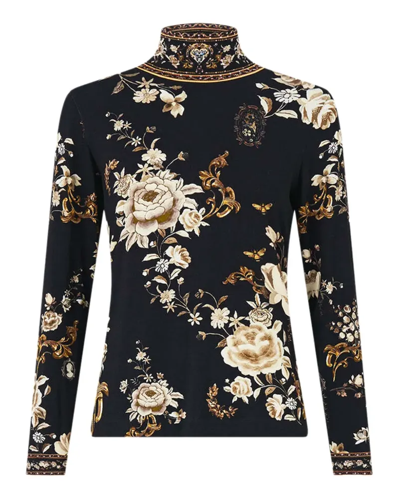 Camilla Flamenco Folklore floral top - Schwarz Schwarz