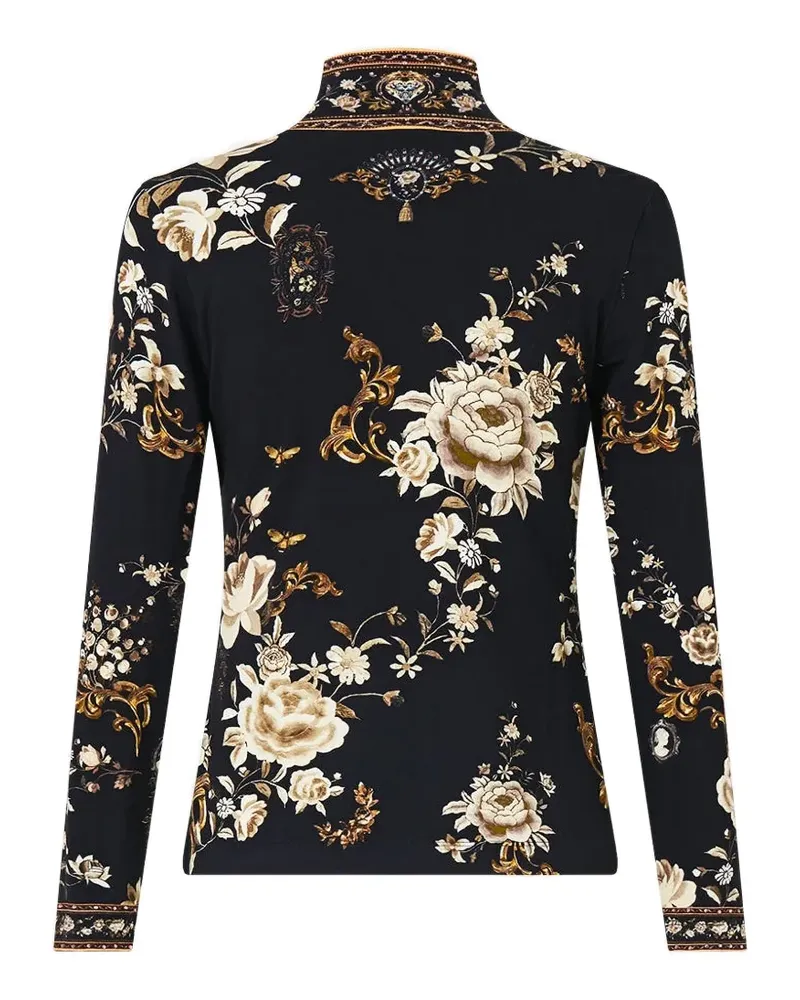 Camilla Flamenco Folklore floral top - Schwarz Schwarz
