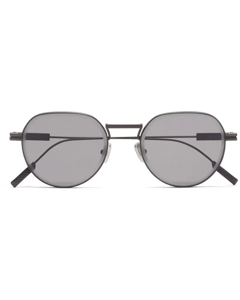 Ermenegildo Zegna Sonnenbrille mit rundem Gestell Grau