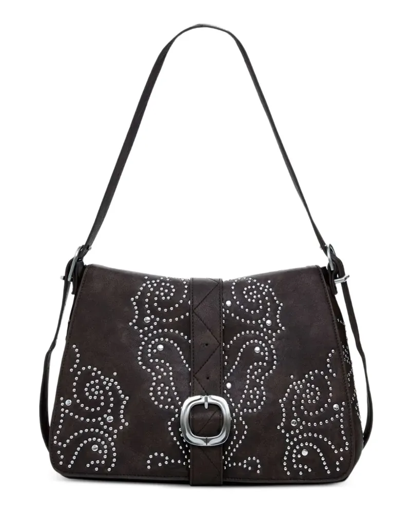 Desigual Schultertasche mit Nietenverzierung und Schnallenverschluss - Braun Braun