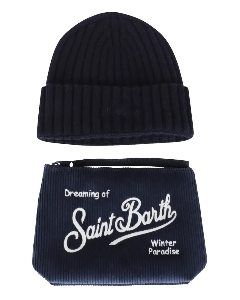 MC2 Saint Barth Christmas Box Man Set aus Beanie und Clutch - Blau Blau
