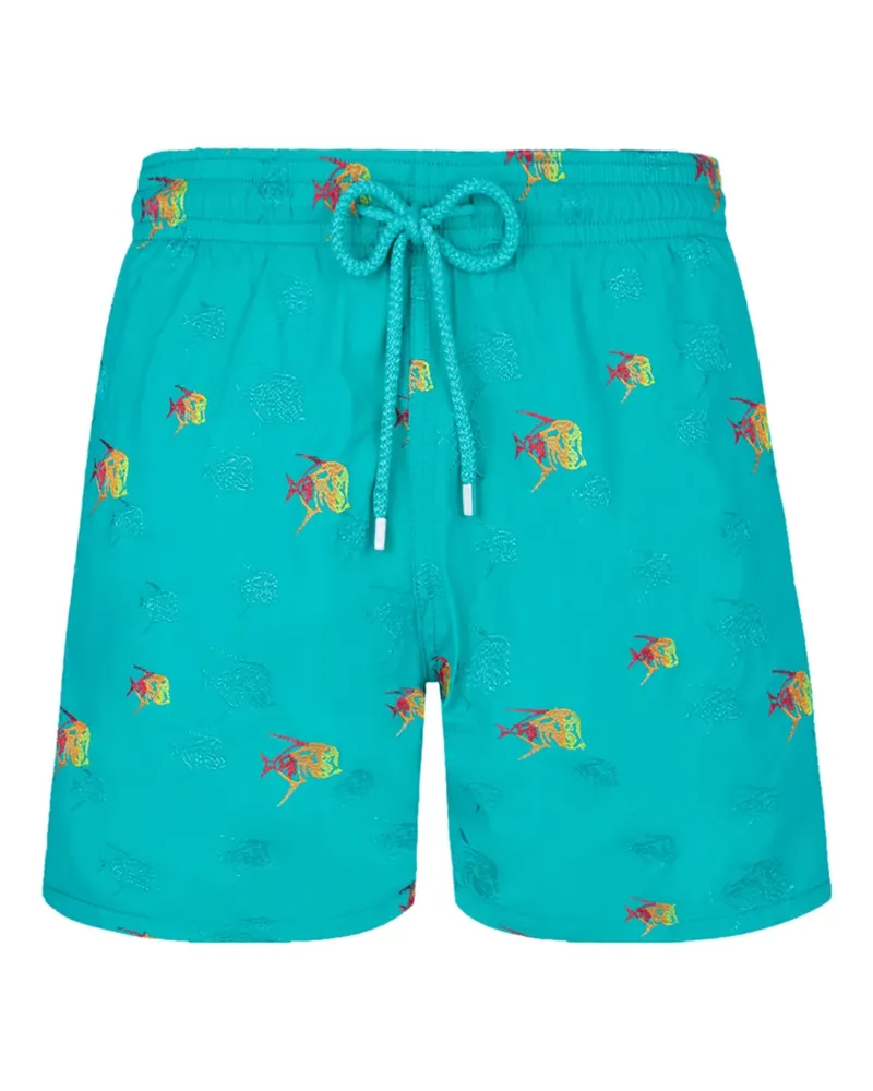 Vilebrequin Mistral Badeshorts mit Piranhas-Stickerei - Grün Grün