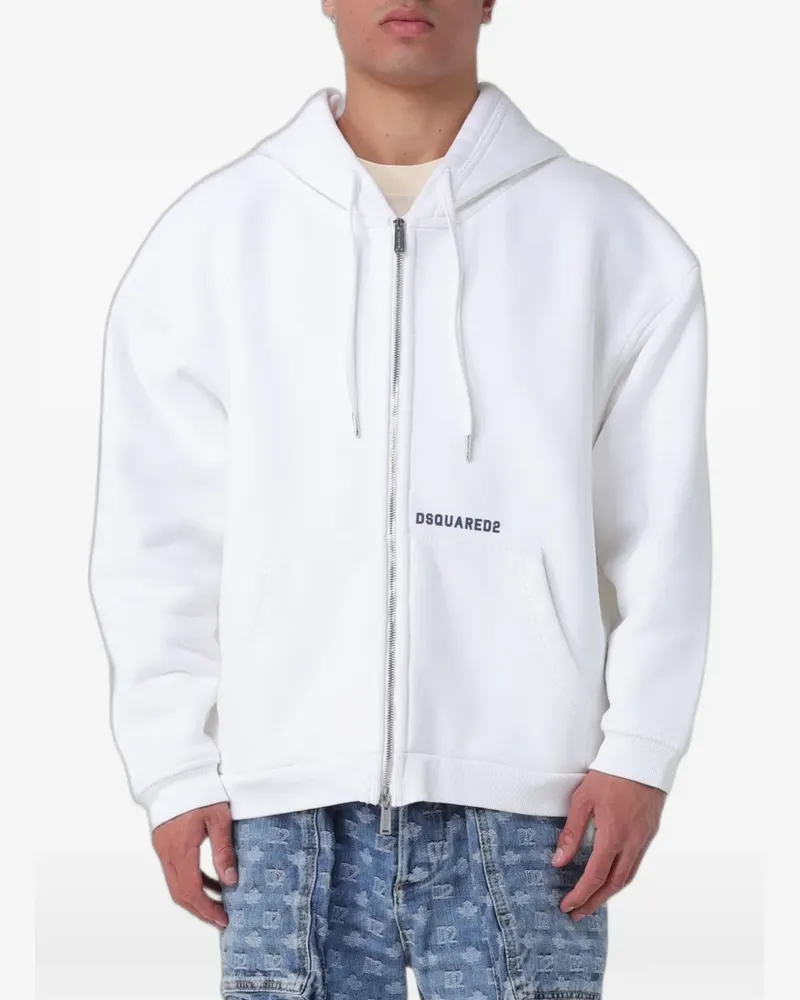 Dsquared2 logo-print zip-up hoodie - Weiß Weiß
