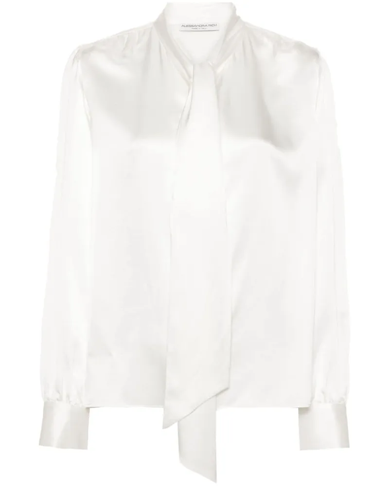 Alessandra Rich Seidenbluse mit Schleifenkragen - Weiß Weiß