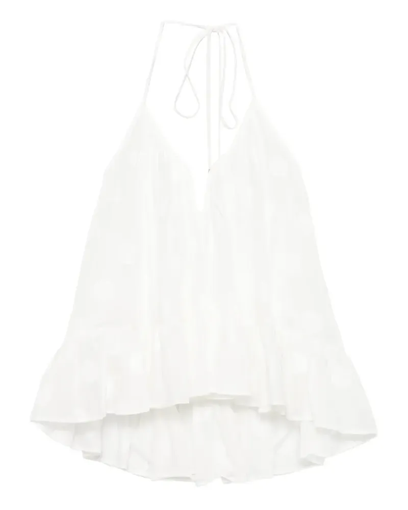 Zimmermann Gerüschte Solstice Bluse mit Polka Dots - Weiß Weiß