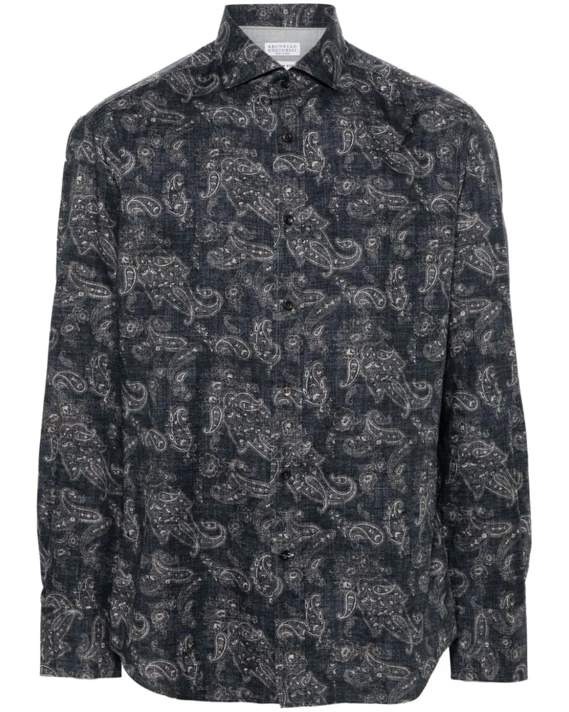 Brunello Cucinelli Hemd mit Paisleymuster - Blau Blau