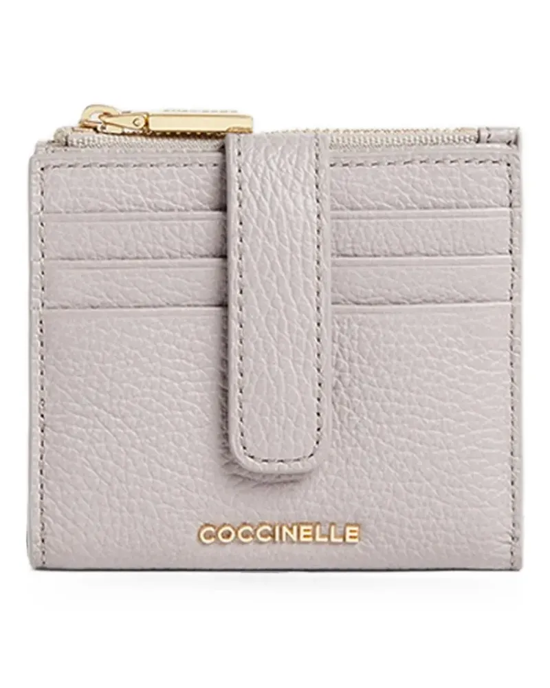 Coccinelle medium logo-plaque grained-leather wallet - Grau Grau