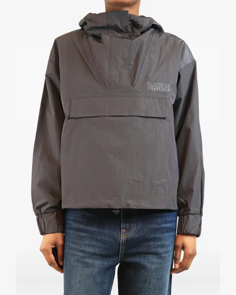 Ganni ripstop flap-pocket hoodie - Grau Grau