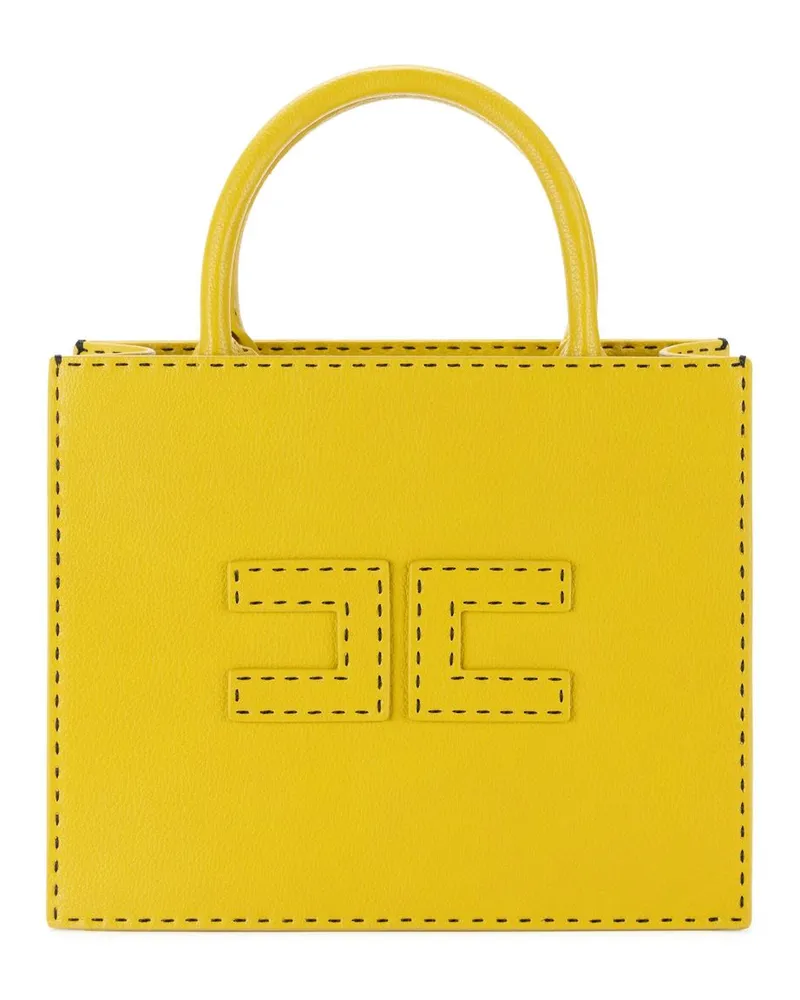 Elisabetta Franchi Kleine Tote Bag mit Kontrastnähten - Gelb Gelb