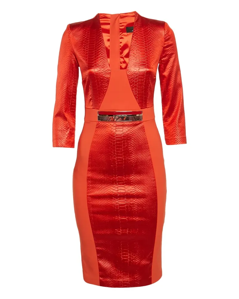 Elisabetta Franchi Midikleid mit Schlangenleder-Optik - Orange Orange
