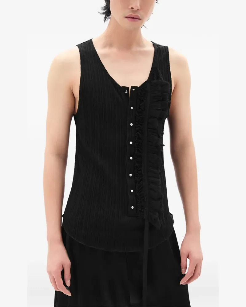 Ann Demeulemeester ruffled tank top - Schwarz Schwarz