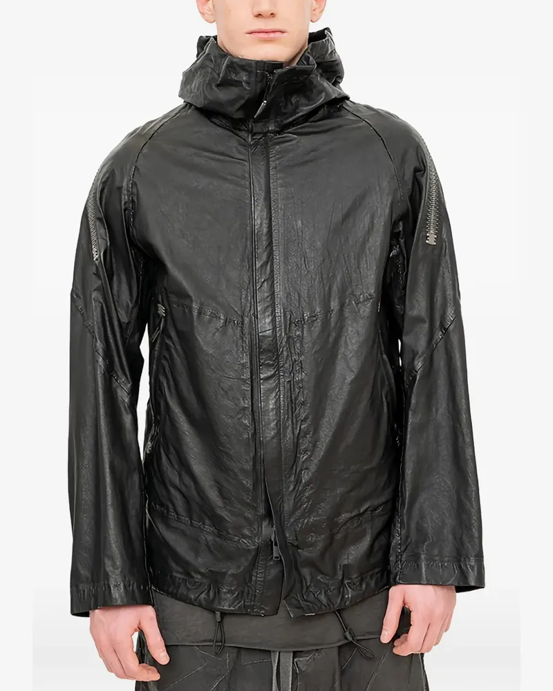 Isaac Sellam Prevenant Membrane hooded leather jacket - Schwarz Schwarz