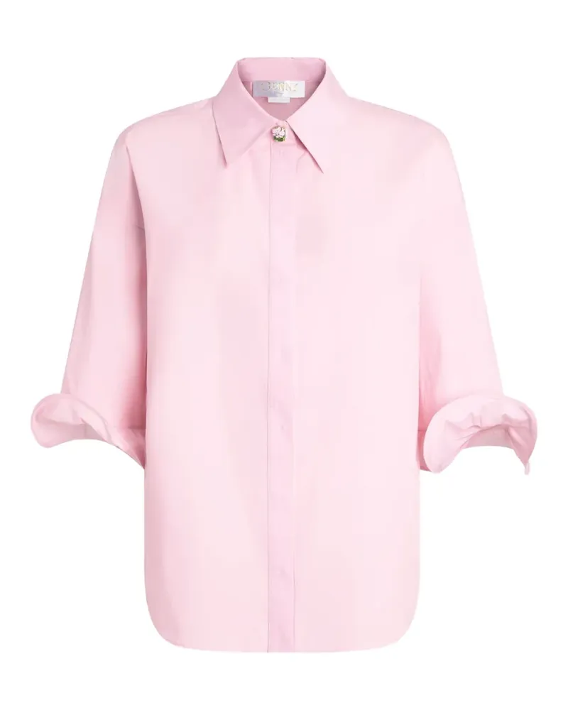 Genny Gerüschtes Hemd mit Blumenknöpfen - Rosa Rosa