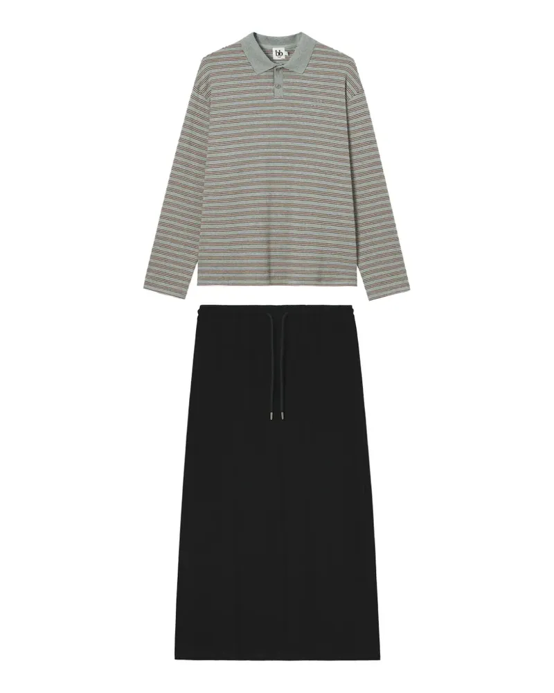 b+ab striped A-line midi skirt set (set of two) - Grau Grau