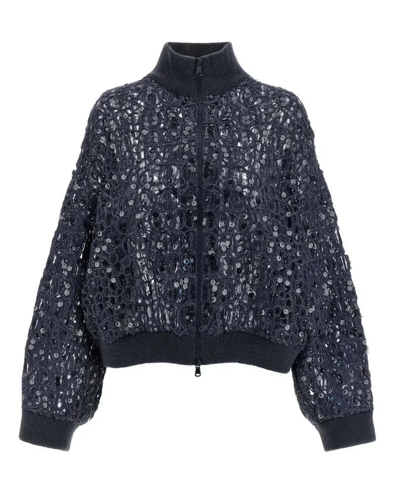 Brunello Cucinelli Reißverschluss-Cardigan mit Pailletten - Blau Blau