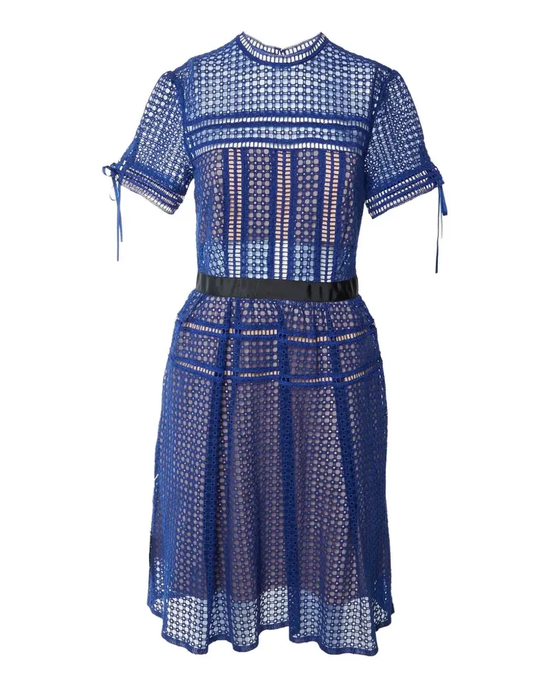 Self-Portrait Aurelia Spitzenkleid mit Ösen - Blau Blau