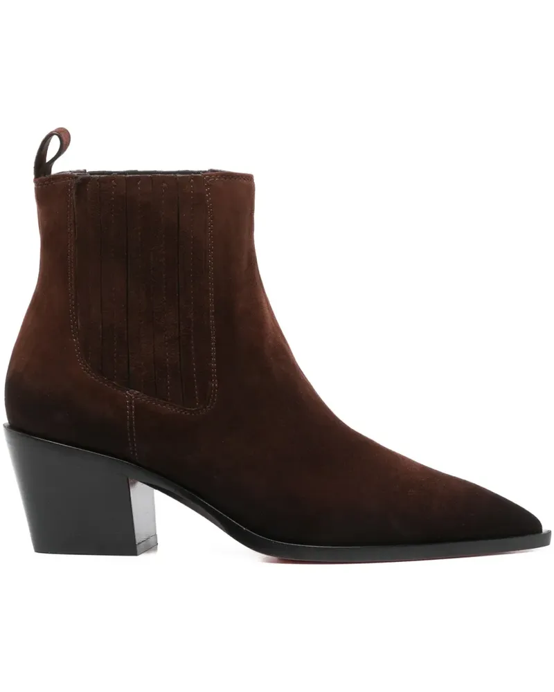 Santoni Spitze Stiefel mit Blockabsatz 60mm - Braun Braun