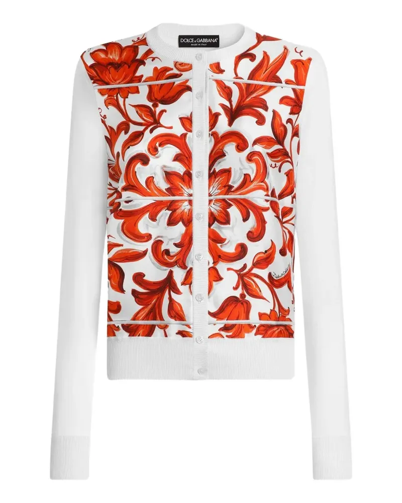 Dolce & Gabbana Cardigan mit Majolika-Print - Weiß Weiß