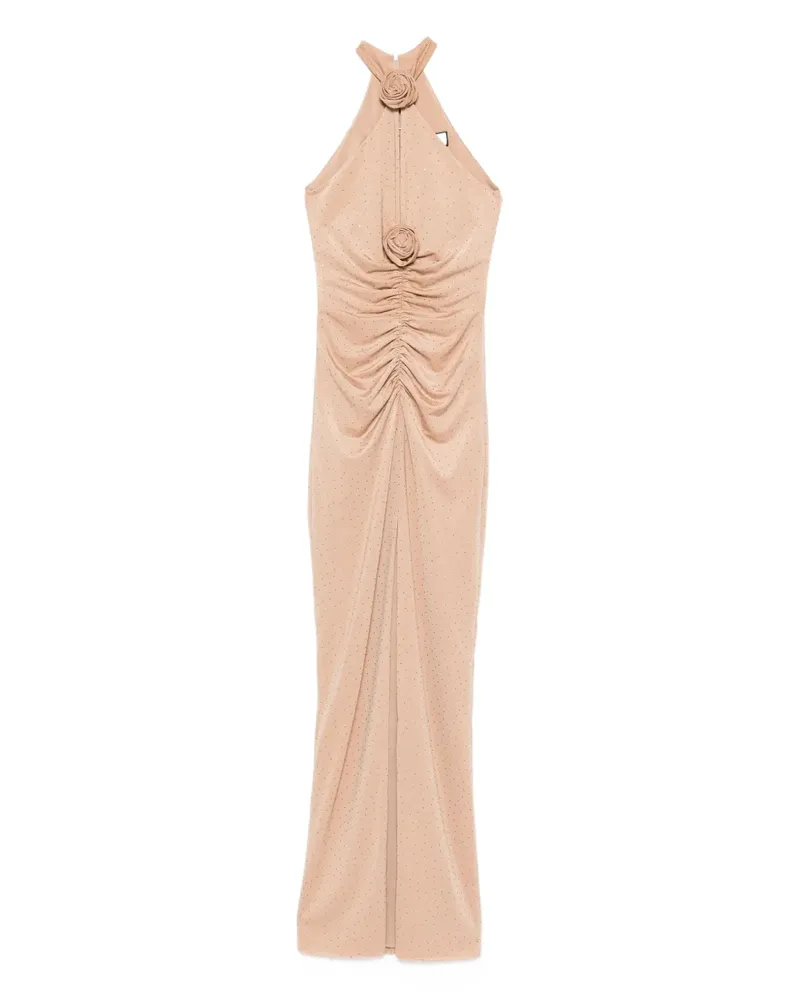 NISSA Gerafftes Maxikleid mit Rosenverzierung - Nude Nude