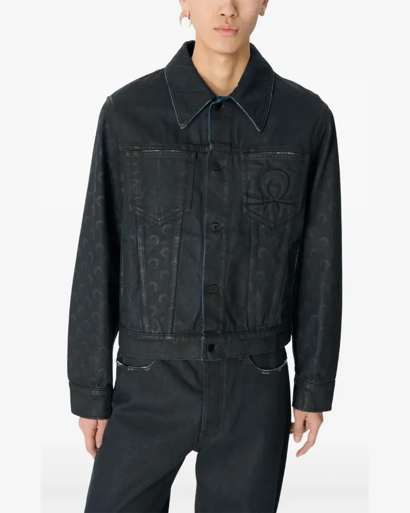 Marine Serre Gewachste Moon Jeansjacke - Schwarz Schwarz