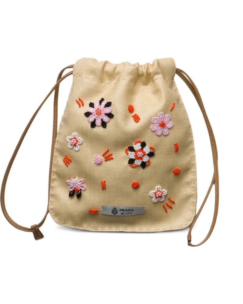Prada Embroidered canvas smartphone case - Nude Nude
