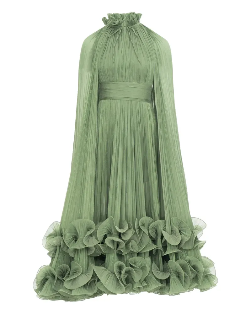 Ana Radu Gerüschtes Cape-Kleid - Grün Grün