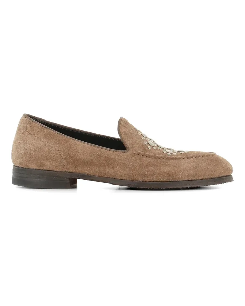 Alberto Fasciani studded suede loafers - Nude Nude