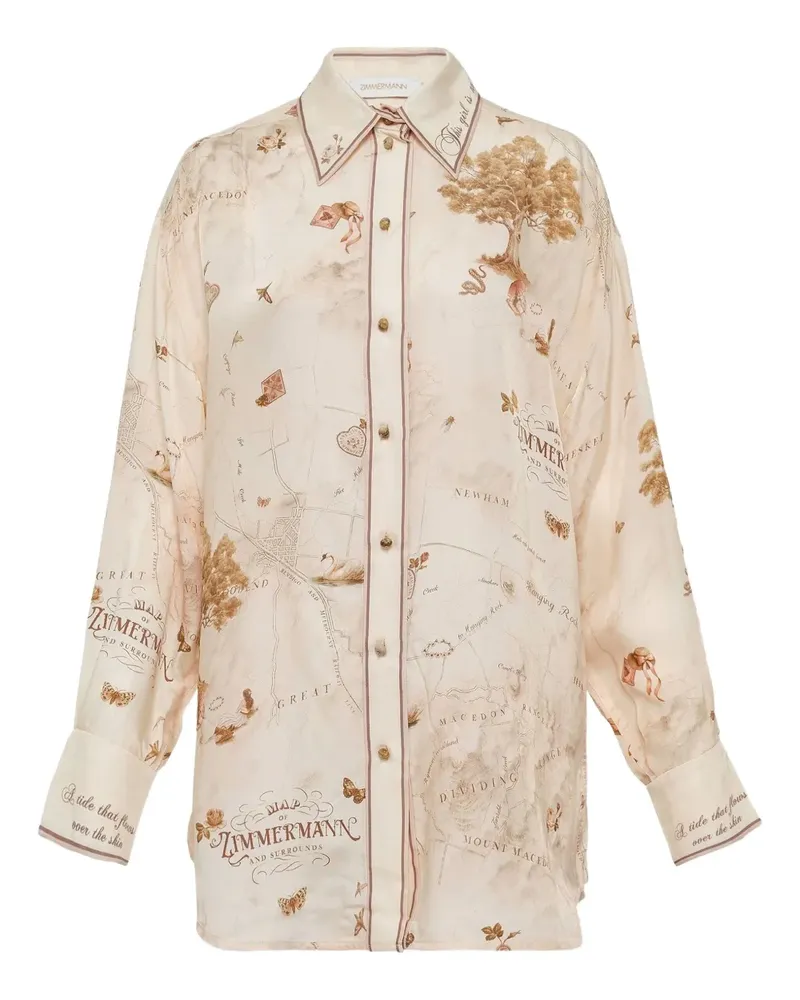 Zimmermann map-print shirt - Nude Nude