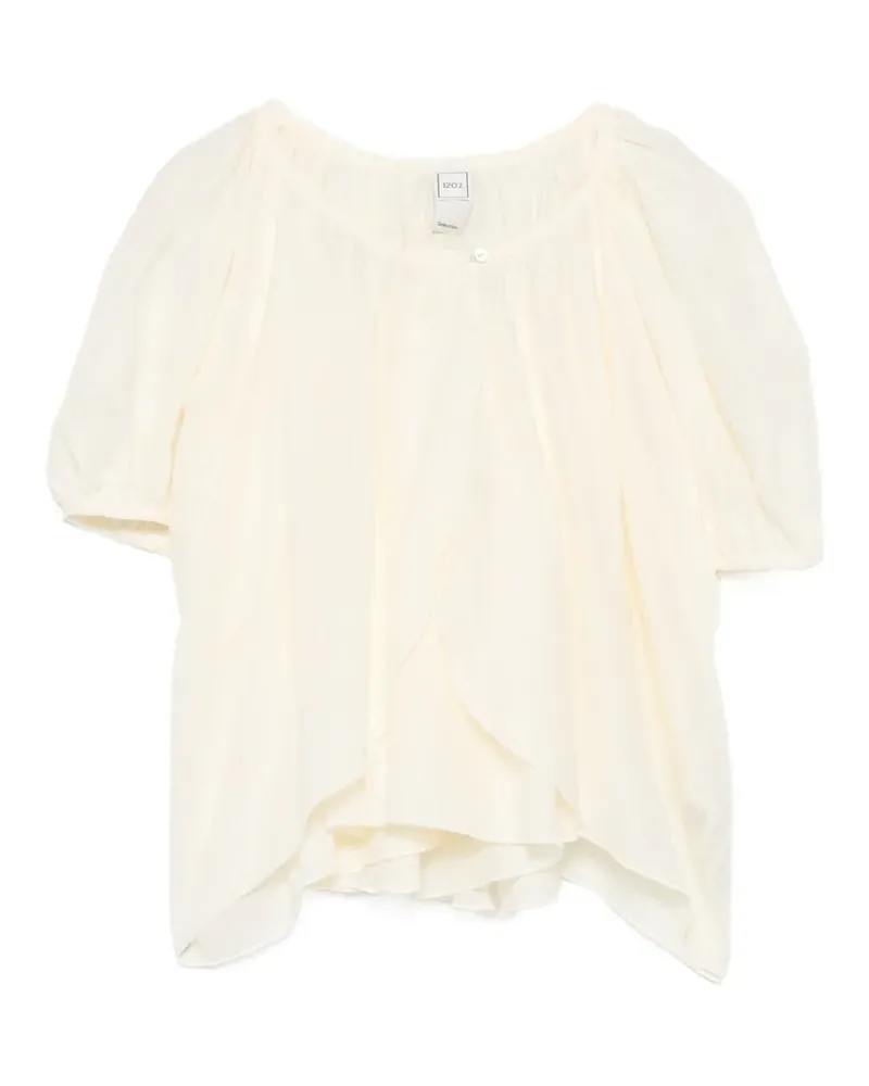 120% Lino pleated layered blouse - Nude Nude