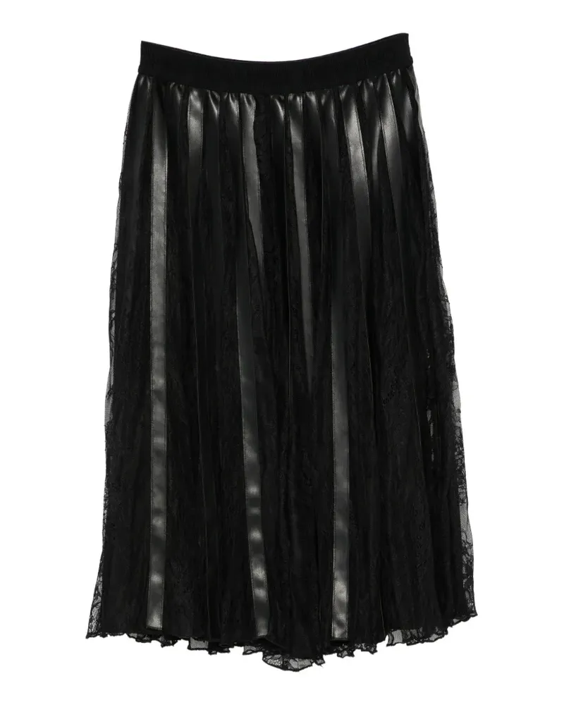 Ermanno Scervino Plissierter Midirock mit Spitzeneinsätzen - Schwarz Schwarz