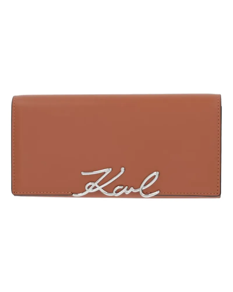 Karl Lagerfeld K/Signature continental logo-plaque wallet - Braun Braun