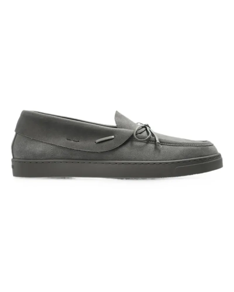 Giorgio Armani bow-detail suede loafers - Grau Grau
