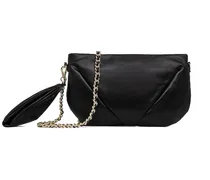 Plissierte Allegra Clutch mit Kettenriemen - Schwarz