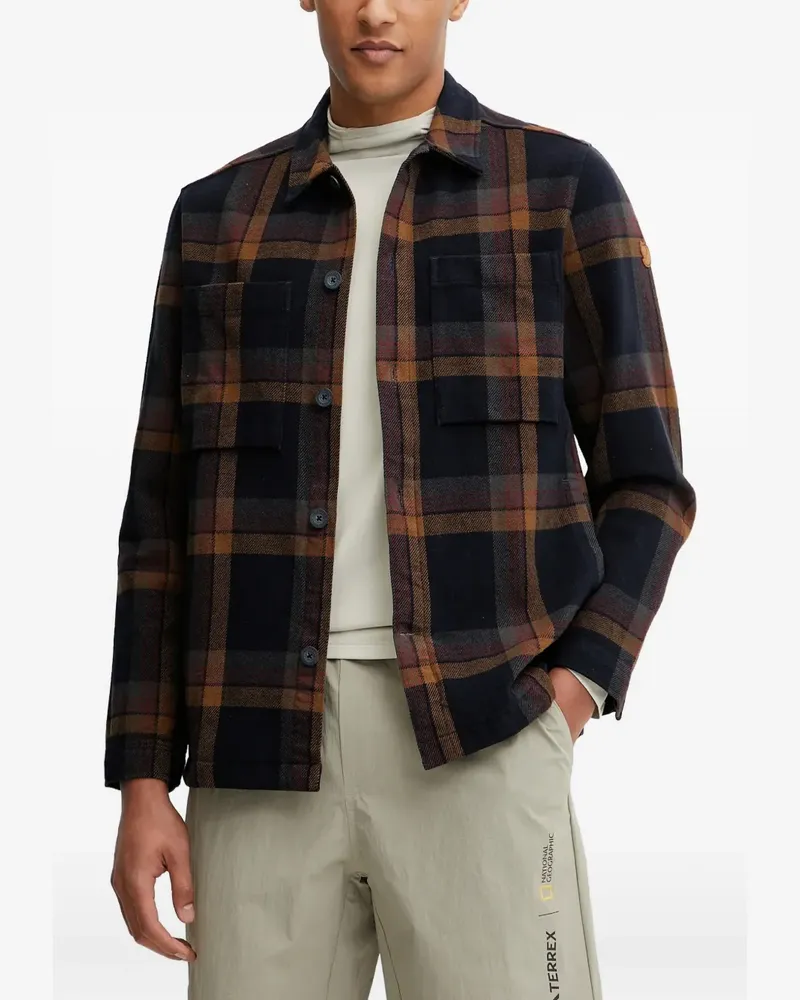 Fjäll Räven check-pattern two-pocket shirt jacket - Blau Blau