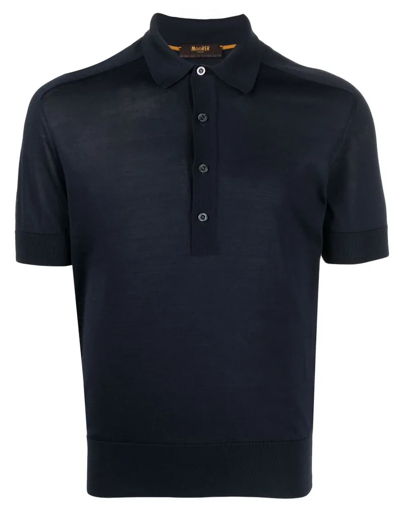 MOORER Semi-transparentes Poloshirt aus Seide - Blau Blau
