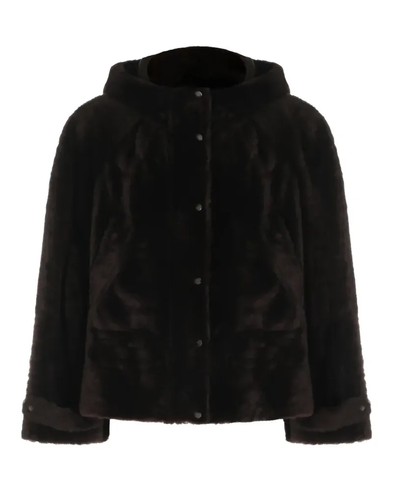 Brunello Cucinelli hooded shearling jacket - Braun Braun