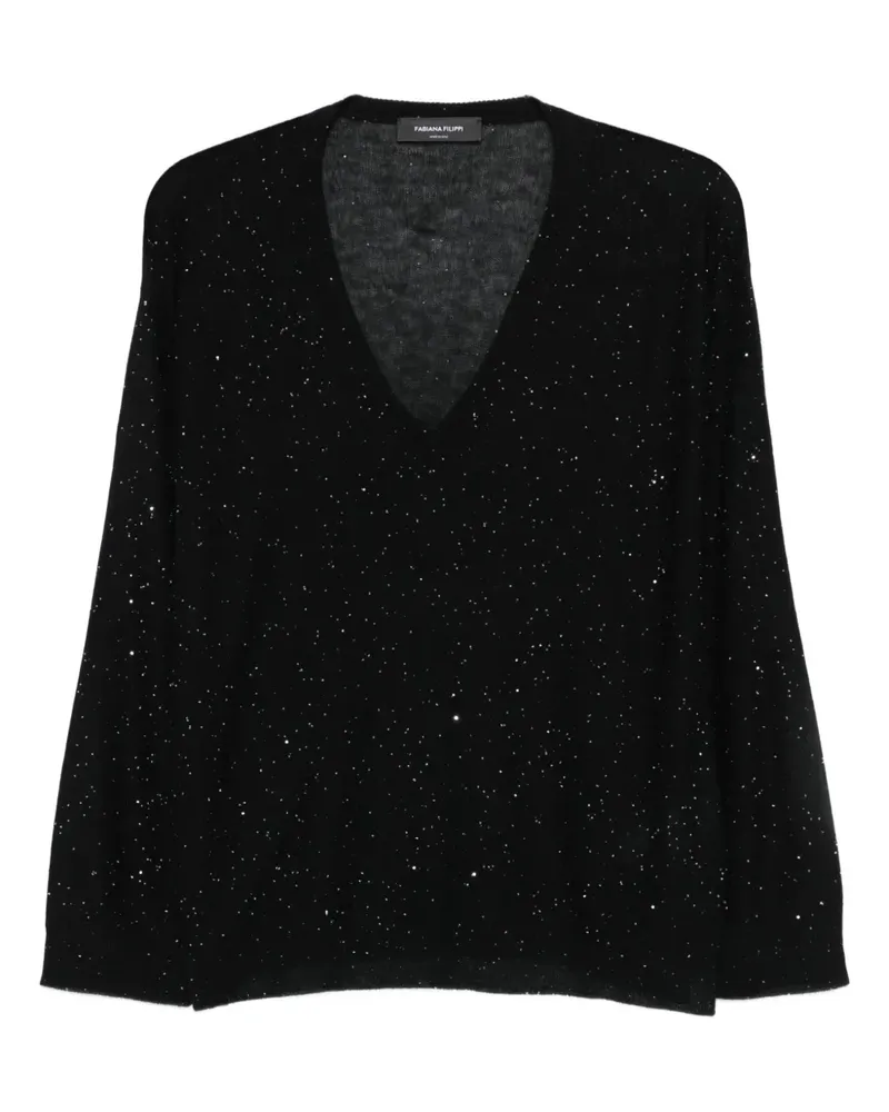 Fabiana Filippi Pullover mit V-Ausschnitt im Glitter-Look - Schwarz Schwarz