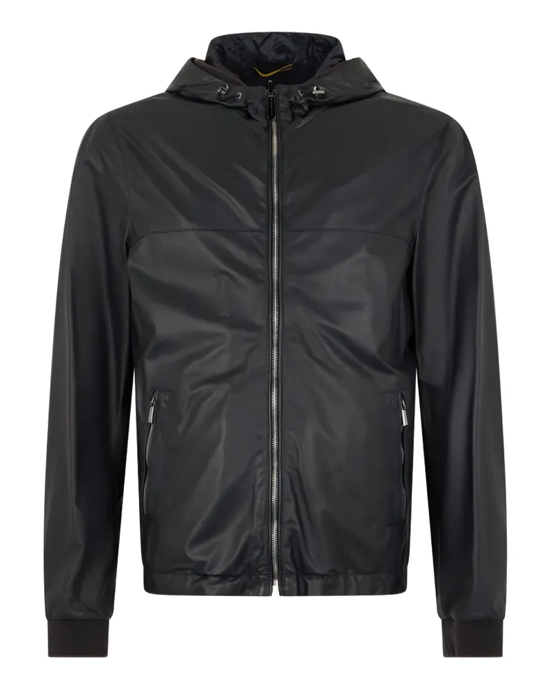 MOORER hooded leather jacket - Schwarz Schwarz