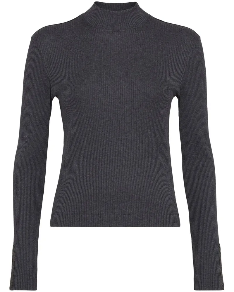 Brunello Cucinelli Jerseyoberteil mit Rollkragen - Grau Grau