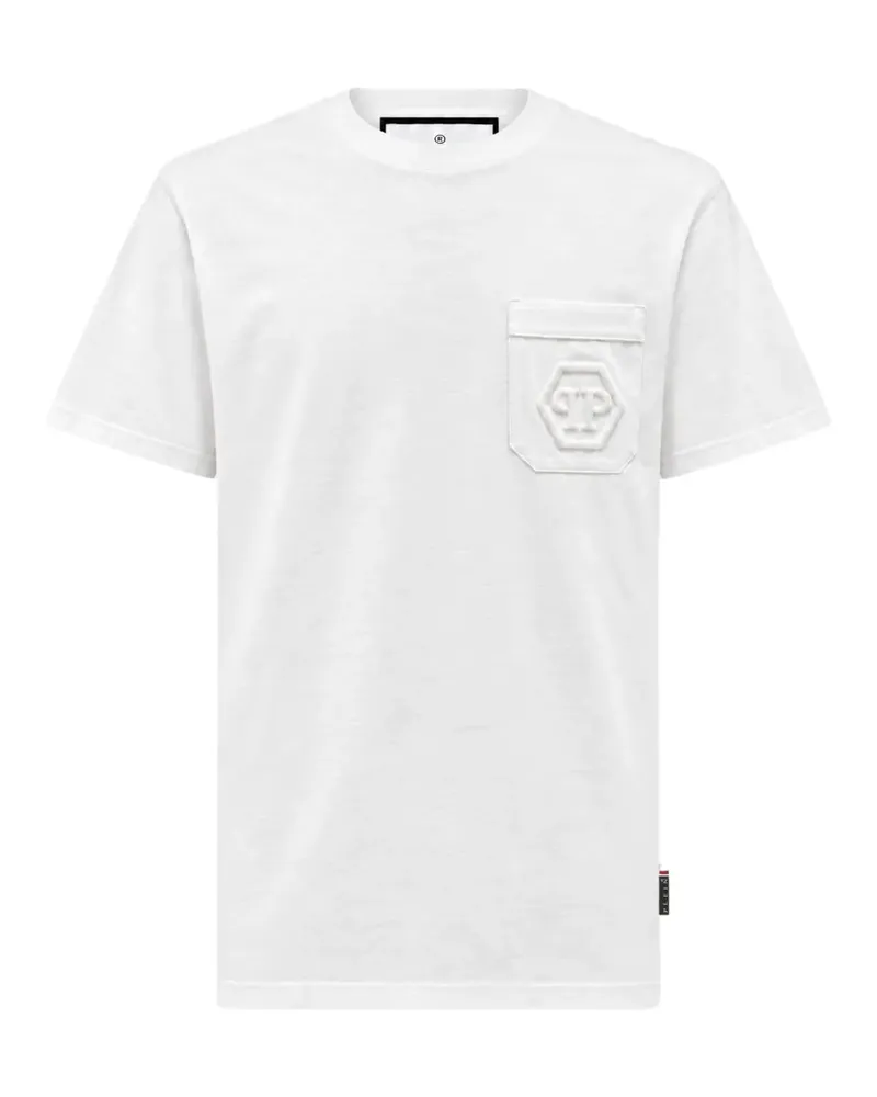 Philipp Plein T-Shirt mit sechseckiger Tasche - Weiß Weiß