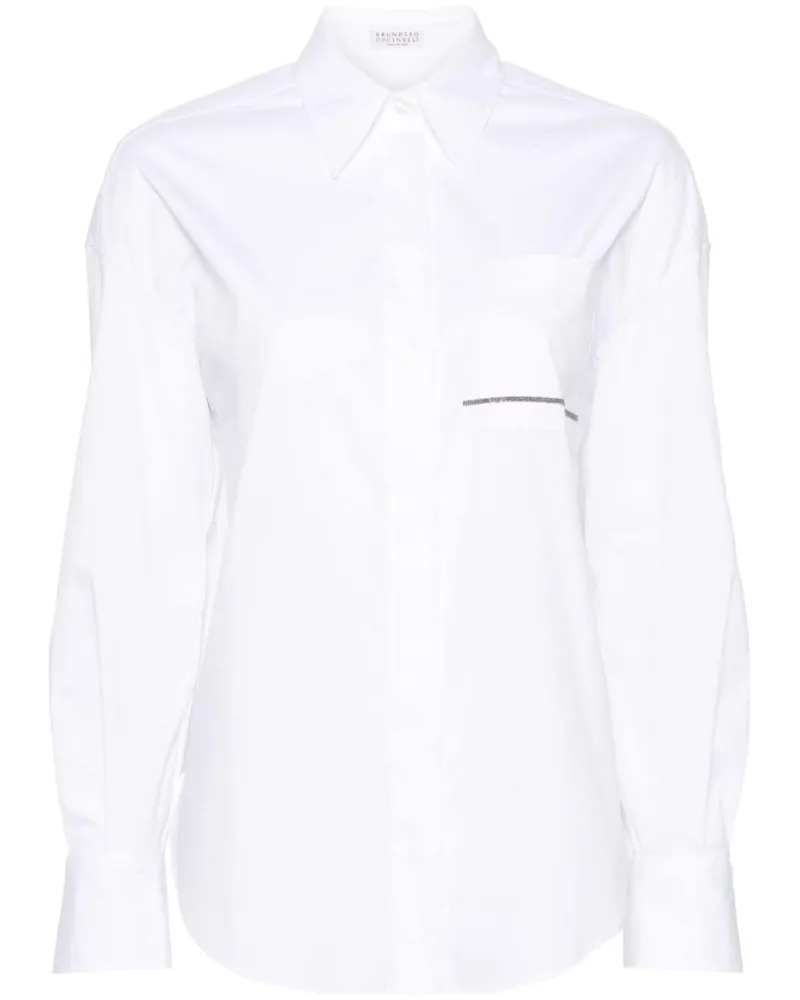 Brunello Cucinelli Popeline-Hemd mit Monili-Kette - Weiß Weiß