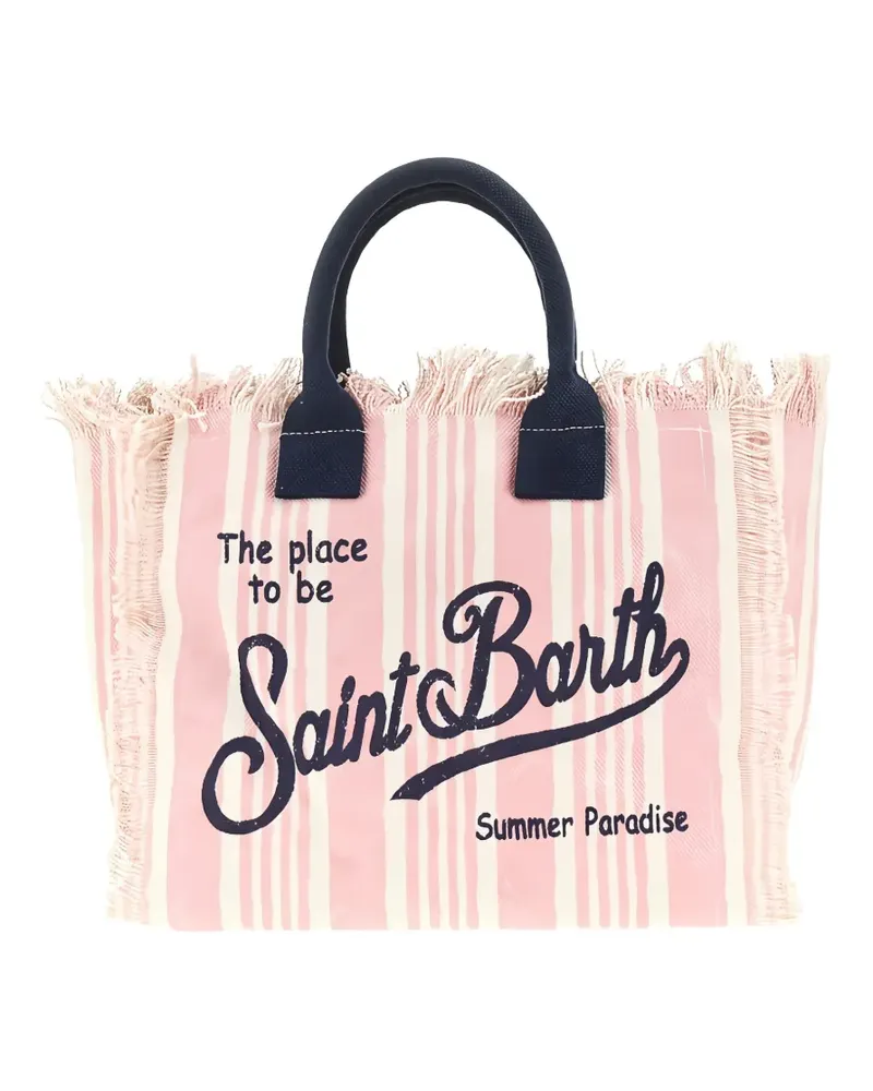 MC2 Saint Barth Colette striped frayed-edge beach bag - Rosa Rosa