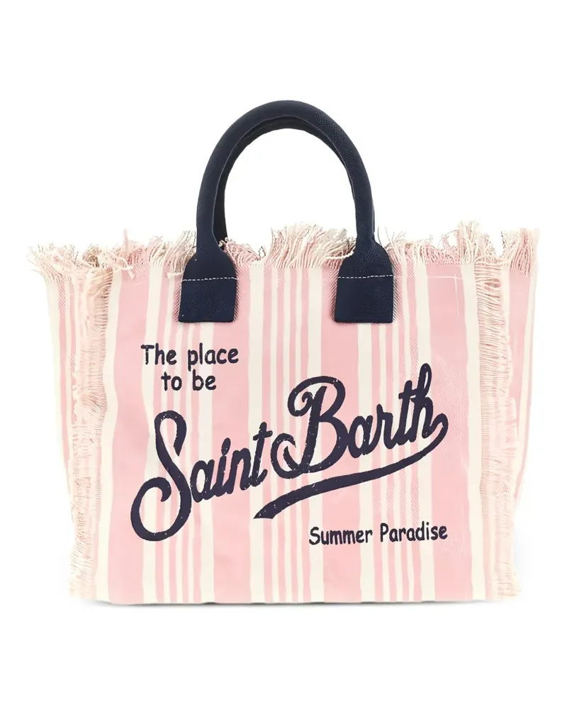 MC2 Saint Barth Colette striped frayed-edge beach bag - Rosa Rosa