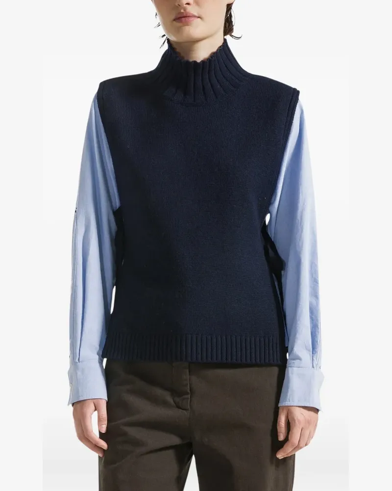 Seventy high-neck side-tie vest - Blau Blau