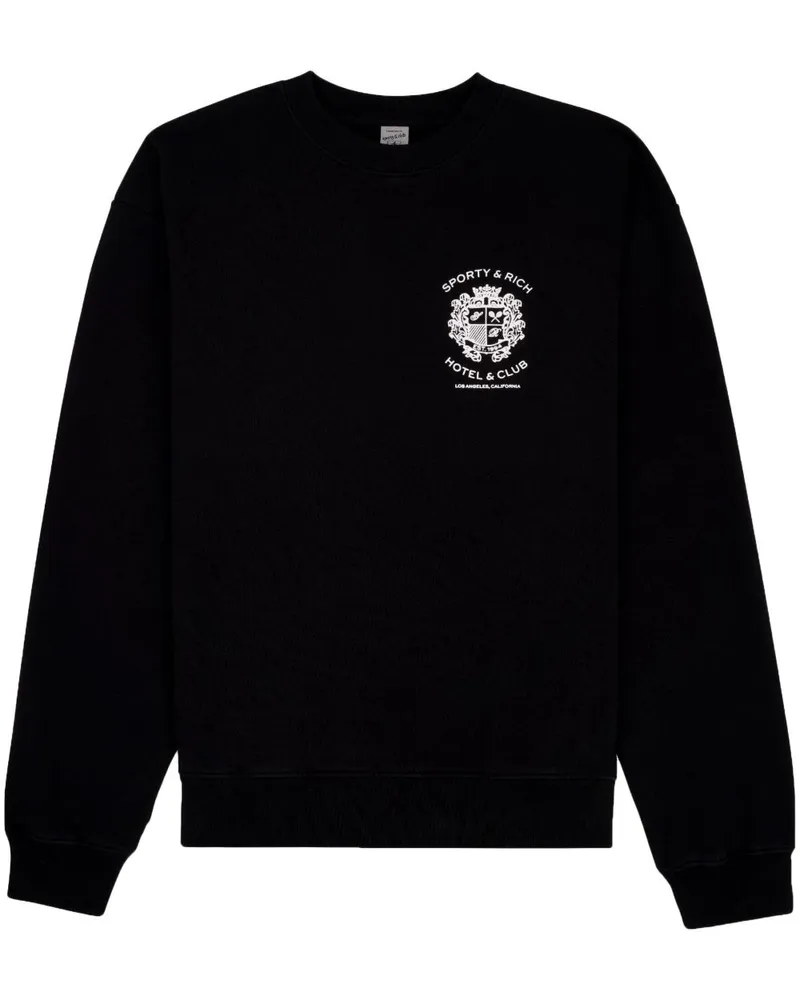 SPORTY & RICH Hotel Sweatshirt mit Logo-Print Schwarz